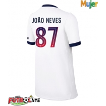 Camiseta Paris Saint-Germain Joao Neves #87 Visitante Equipación para mujer 2026-27 manga corta